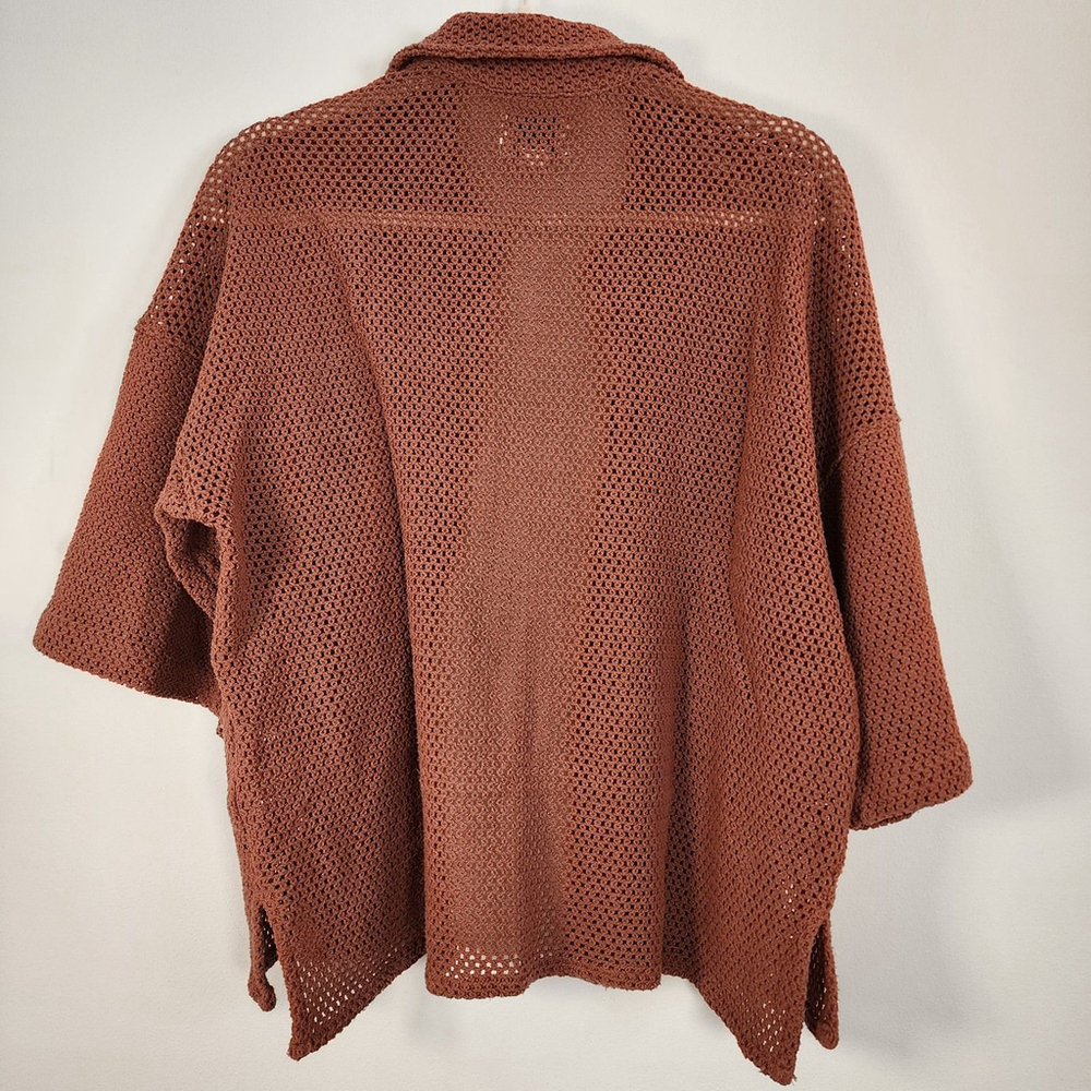 BDG Urban Outfitters Crochet Knit Button Down Shirt Small - Picture 2 of 7